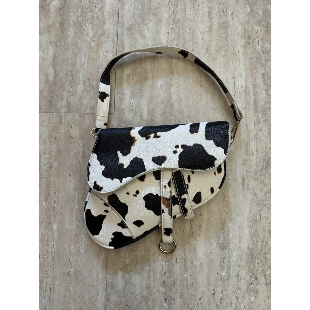 Cow print saddle shoulder bag Purse Crossbody Handbag Small